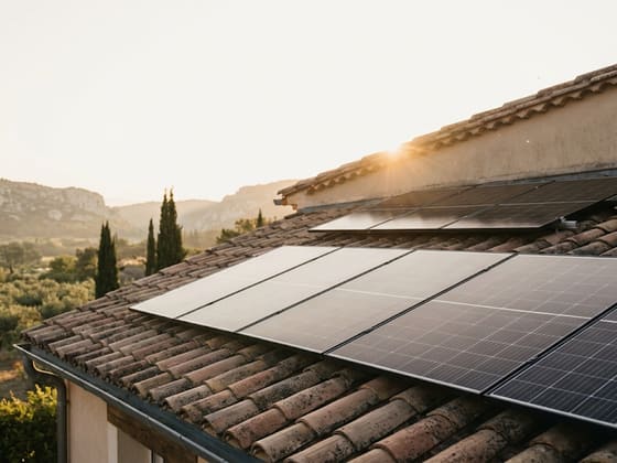 Détail de modules photovoltaïques en plein soleil