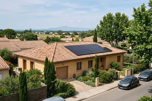 Panneaux solaires sur un pavillon de l'agglomération d'Avignon, dont Le Pontet fait partie — photo d'illustration